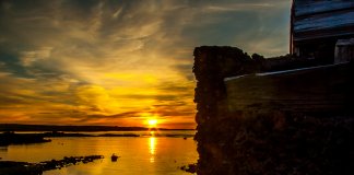 The Midnight Sun in Iceland over the ocean