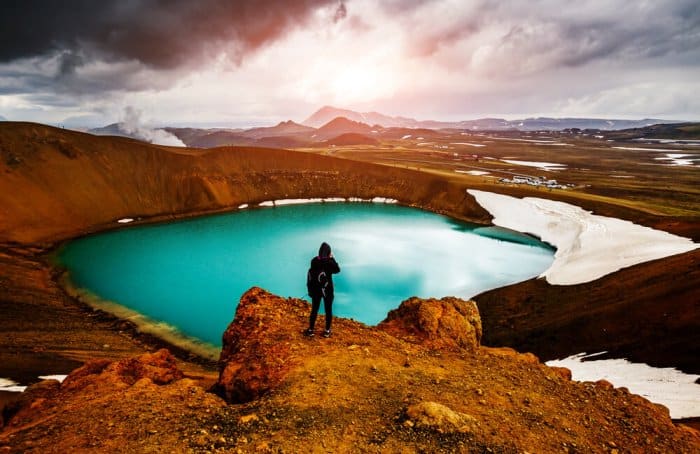 The Viti crater in the Krafla volcanic area is a must-see during your Diamond Circle itinerary