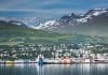 View of Akureyri and glacier from the bay