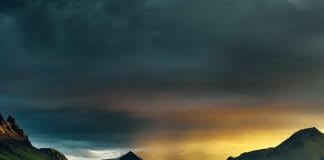 Sunset in Landmannalaugar during Iceland camping trip
