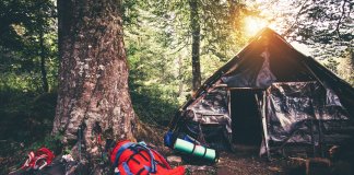 Tent camping at Reykjavik Campsite in Iceland