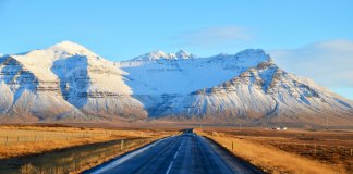 Road leading to Snaefellsjökull glacier in Snaefellsnes peninsula