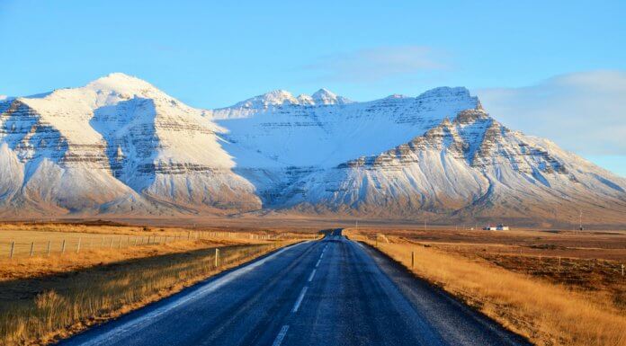 Road leading to Snaefellsjökull glacier in Snaefellsnes peninsula