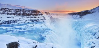 Visiting frozen Gullfoss waterfall is a great winter activity in Iceland