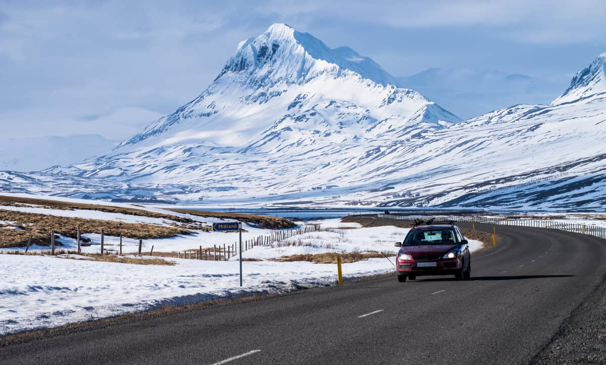 Rental car driving on Iceland camping trip