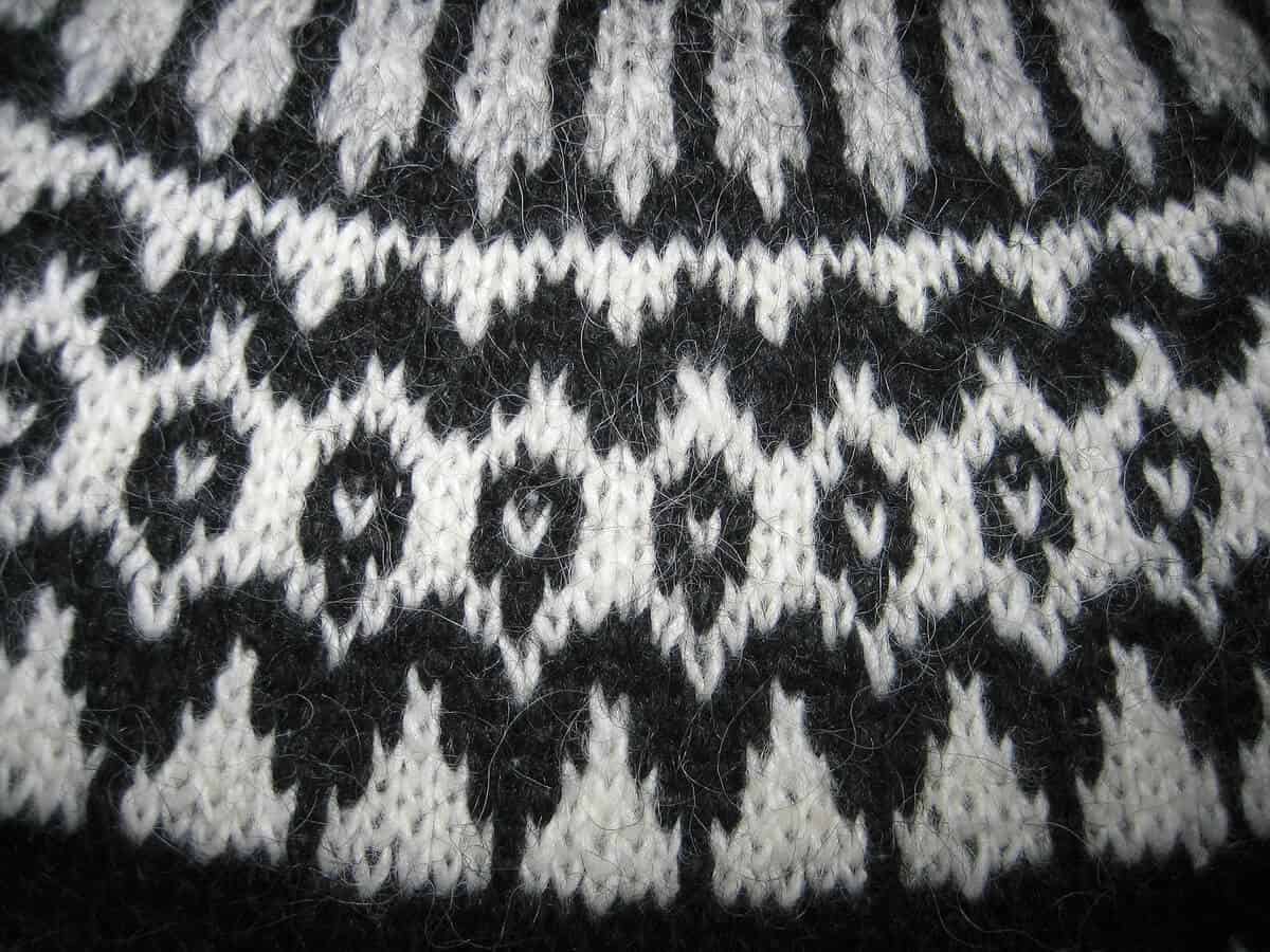 Up close detail of authentic Icelandic lopapeysa traditional wool sweater
