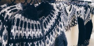 Traditional Icelandic lopapeysa wool sweater