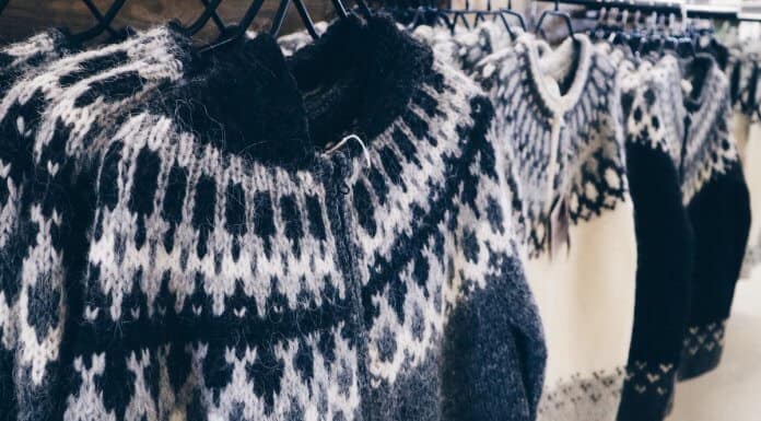 Traditional Icelandic lopapeysa wool sweater