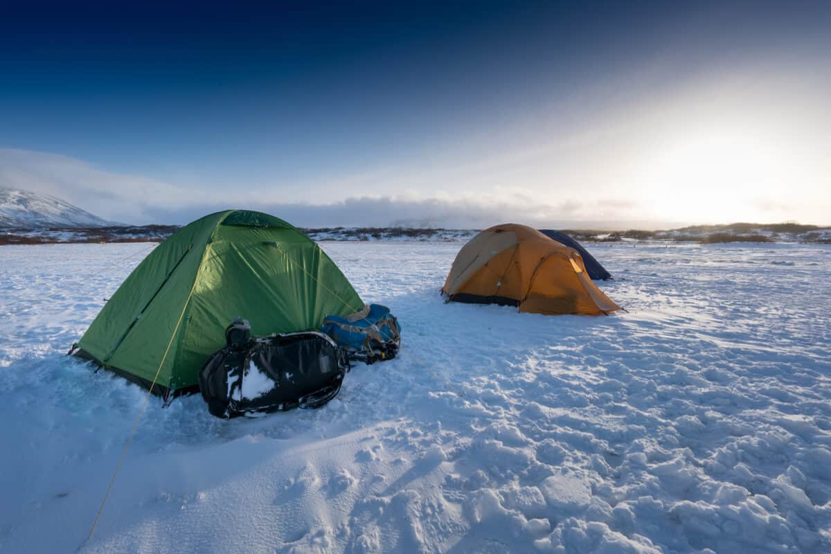 Tents camping at an Iceland campsite open all year long