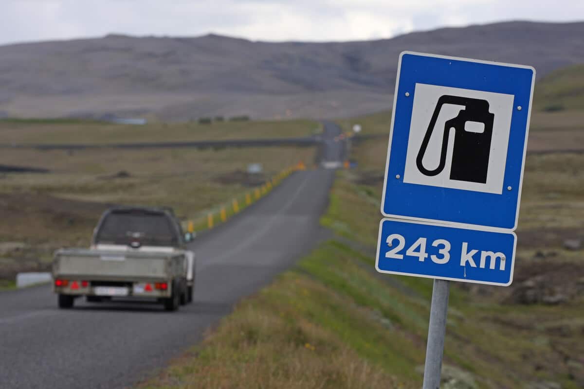 Sign for Iceland gas station. How much does it cost?