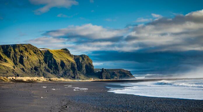 Iceland's famous black sand beach on the South Coast near Vik