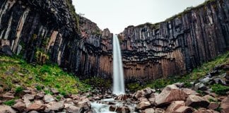 Iceland's black waterfall Svartifoss waterfall