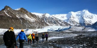 Hikers on Iceland's Skaftafell glacier in Vatnajökull National Park