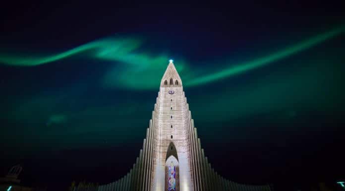 Does Iceland get polar nights? Reykjavik church Northern Lights