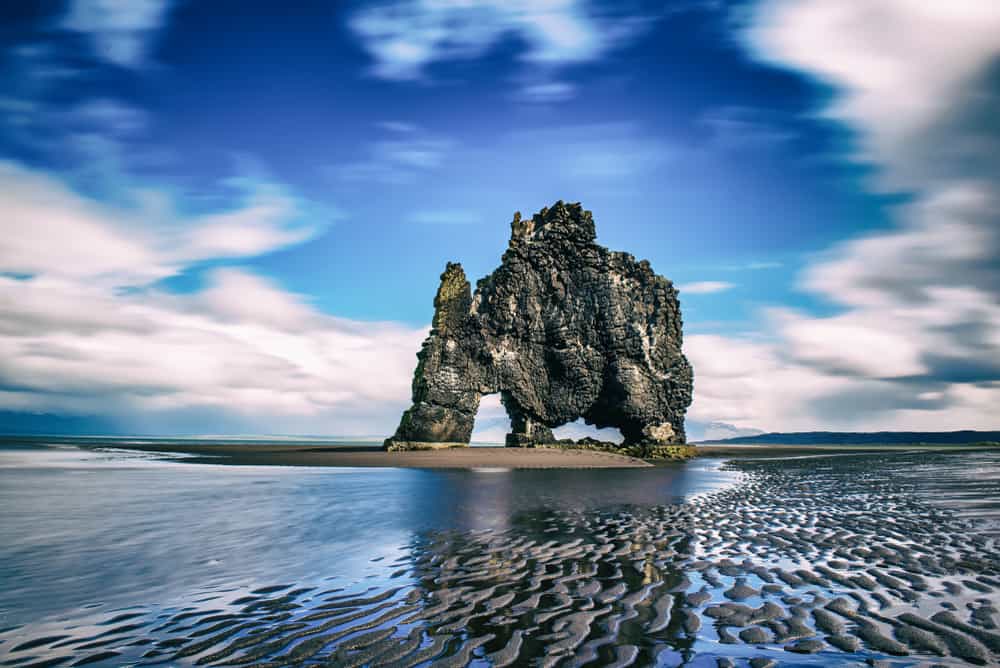 elephant rock in Iceland on a panoramic view